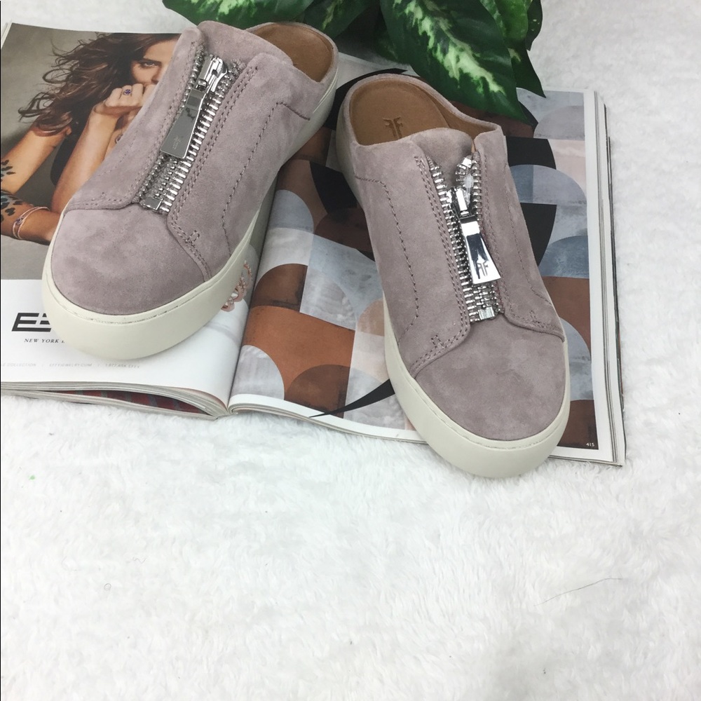 Frye Women's Lena Zip Mule Sneaker suede pink no tags NEW - Picture 4 of 7